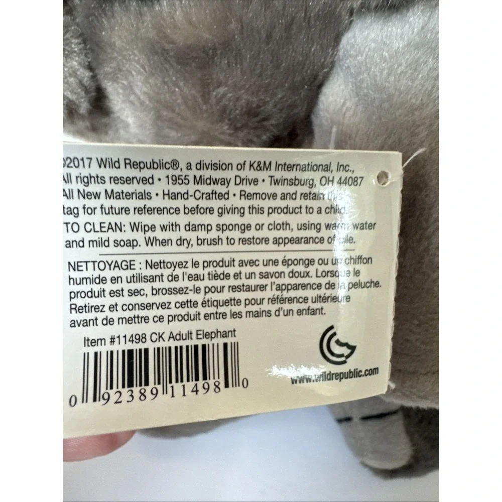 NWT Wild Republic Elephant Trunk Up Stuffed Animal  Grey Plush NEW